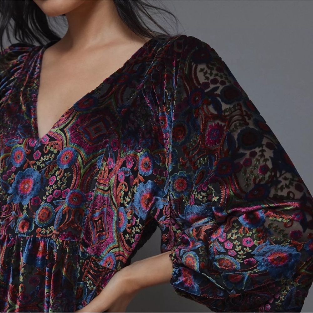 Anthropologie | Mona Mini Dress in Burnout Velvet
